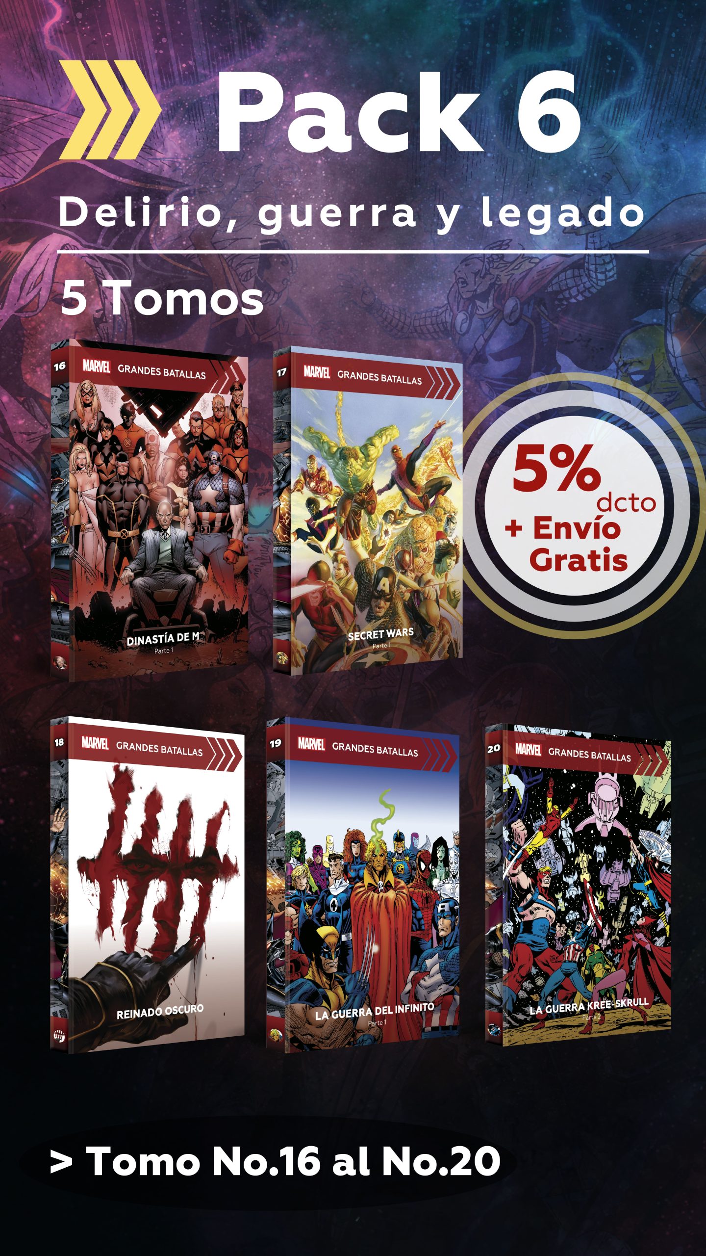 Pack 6 Marvel Paquete de libros del 16 al 20